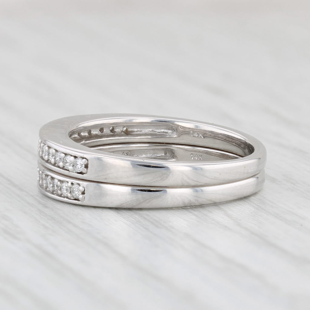 0.45ctw Diamond Wedding Band Set - 14k White Gold Size 7 Rings for Women - Perfect for Anniversary, Engagement & Bridal Jewelry Gifts