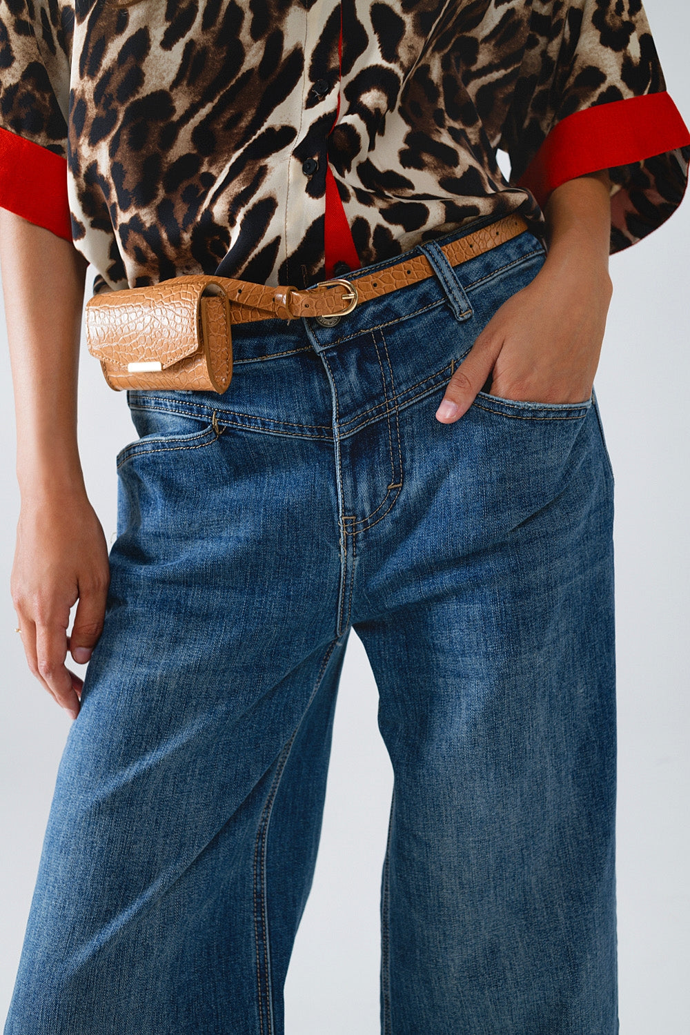 Blue Distressed Denim Flare Jeans for Women - Vintage High Waisted Bell Bottom Pants for Casual Outfits & Retro Style