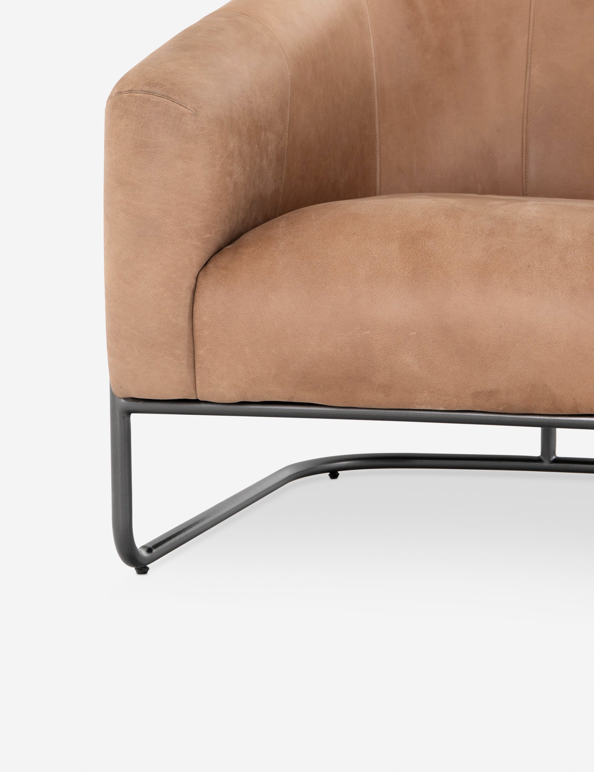 Luxury Gianni Leather Accent Chair - Modern Tufted Living Room Seating for Home Office, Lounge & Reading Nook - Genuine Leather Club Chair with Nailhead Trim