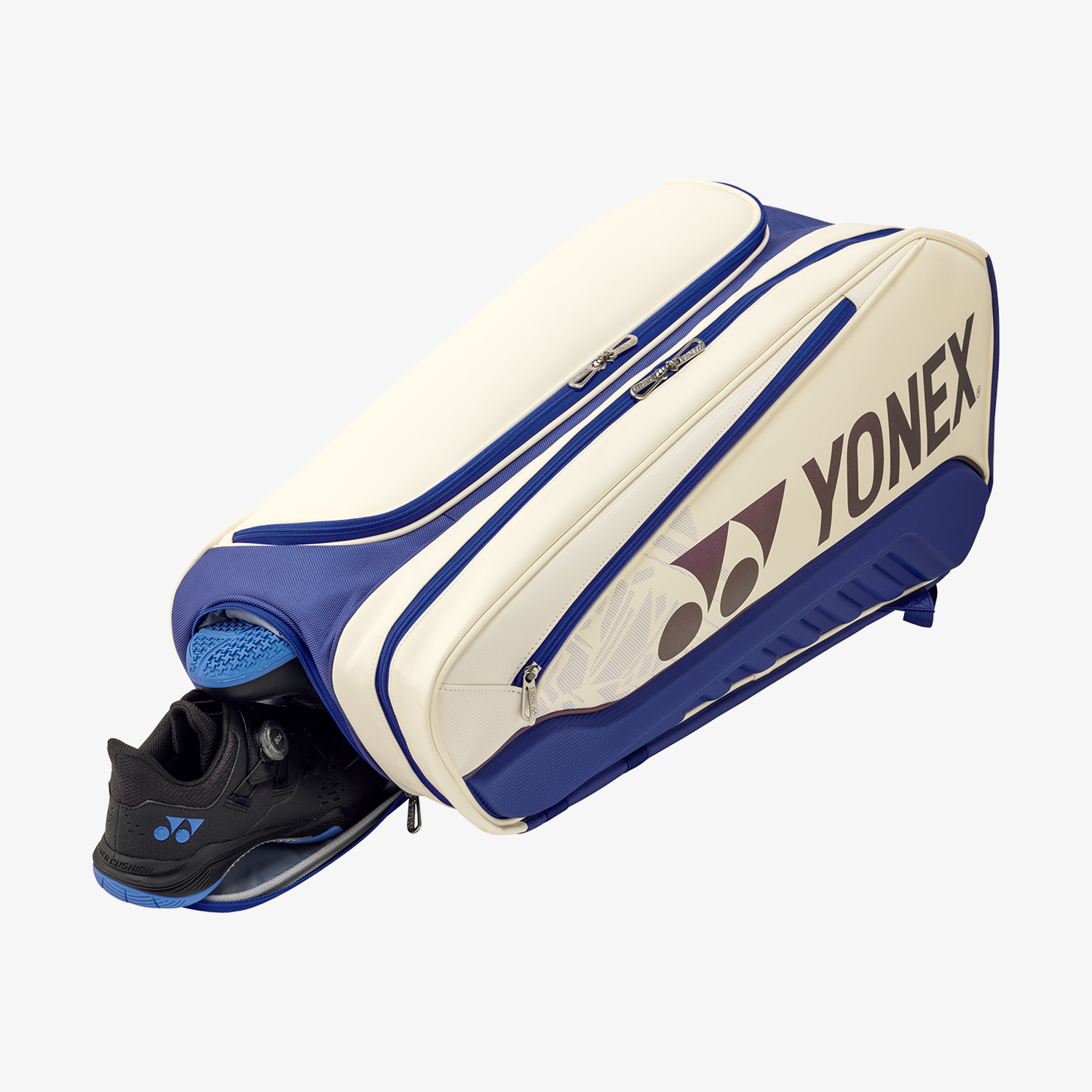 Yonex BAG02526WDB Expert Tennis Racket Bag 6-Piece Set (White/Deep Blue) - Perfect for Tennis Players & Sports Enthusiasts