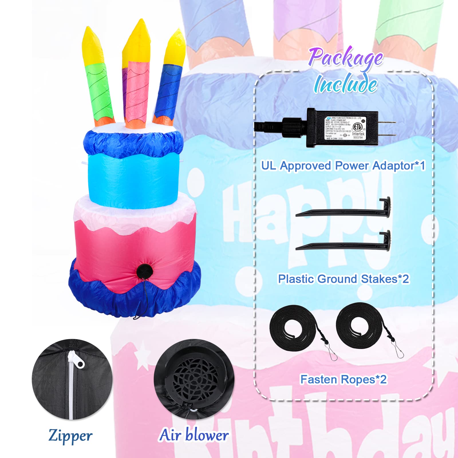 4FT Inflatable Birthday Cake with Candles - Outdoor/Indoor Blow Up Decor for Home, Garden & Party Celebrations | Perfect for Birthdays, Anniversaries & Holiday Events