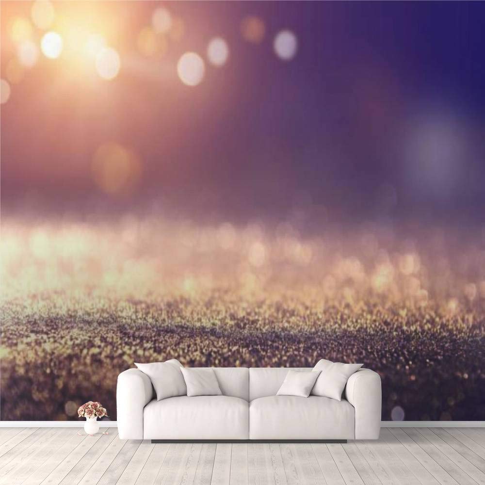 3D Self-Adhesive Wallpaper - Gold & Blue Glitter Bokeh Abstract Design | Peel & Stick Wall Mural for Bedroom, Living Room, Dorm Decor | Holiday Party Backdrop, Ceiling & Wardrobe Sticker | Perfect for Home Renovation & Photo Shoot Backgrounds