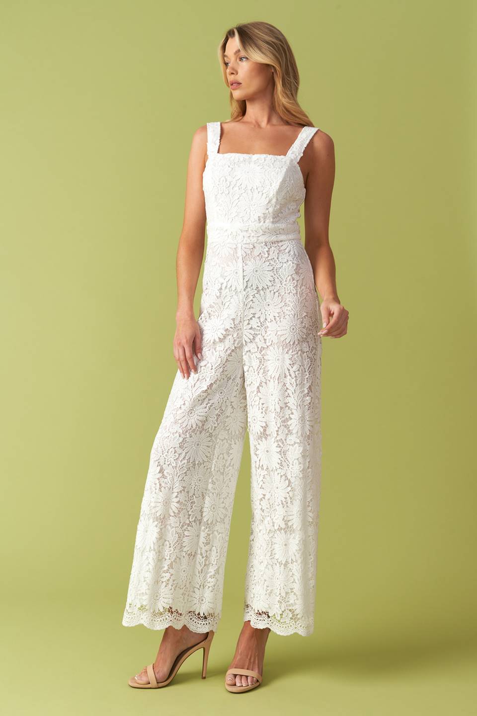 White Lace Wide Leg Jumpsuit - Elegant Women's Romper for Casual Wear, Date Night & Summer Outfits