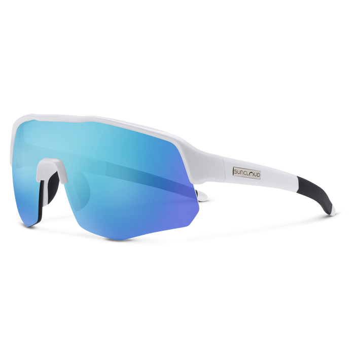 Cadence White Polarized Sunglasses with Blue Mirror Lens - Stylish UV Protection for Driving, Running & Outdoor Activities