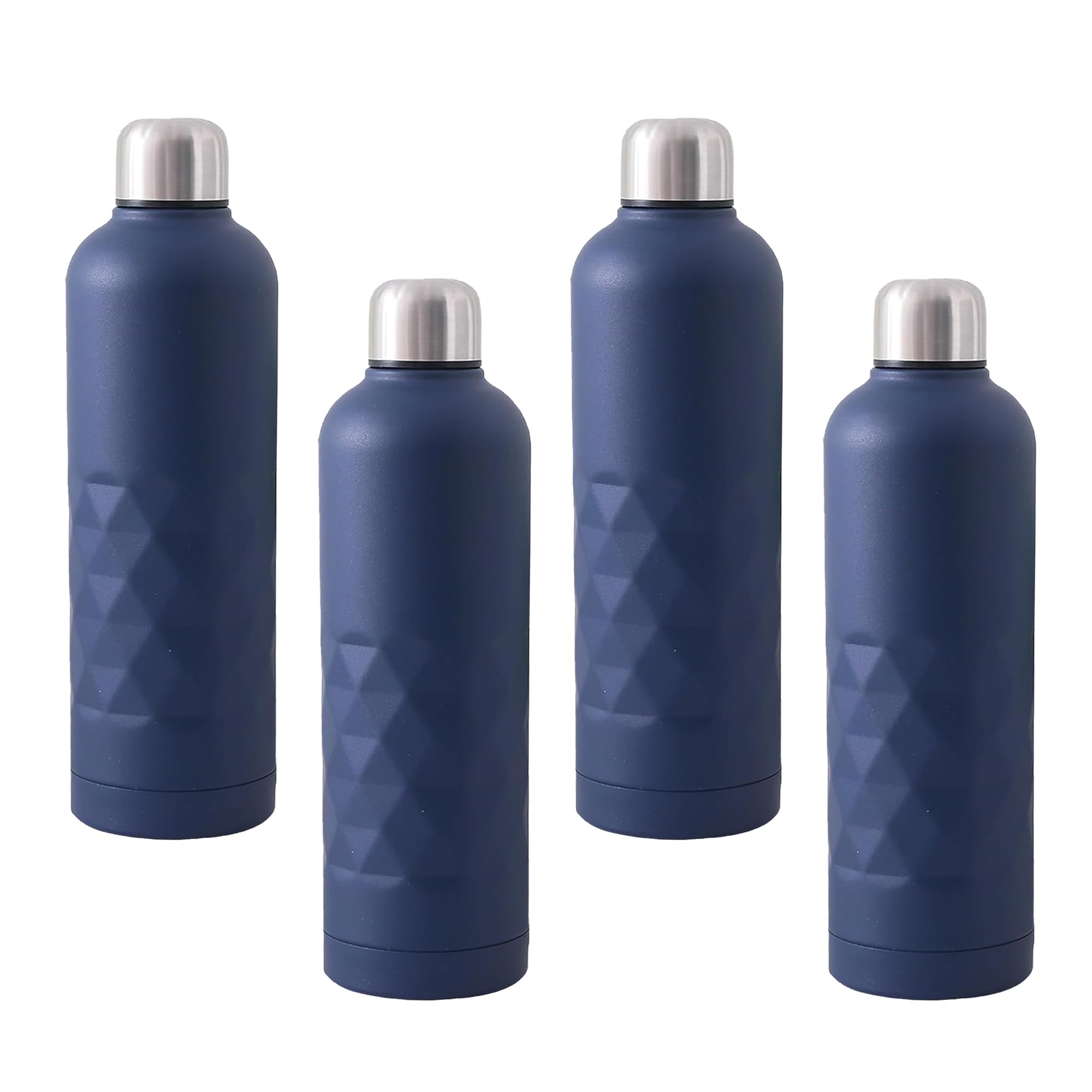 Kuber Industries 4-Pack Vacuum Insulated Stainless Steel Water Bottles - 750ml, Leakproof, BPA-Free, Rustproof - Keeps Hot & Cold for 24 Hours - Perfect for Gym, Hiking, Office & Outdoor Activities - Dark Blue