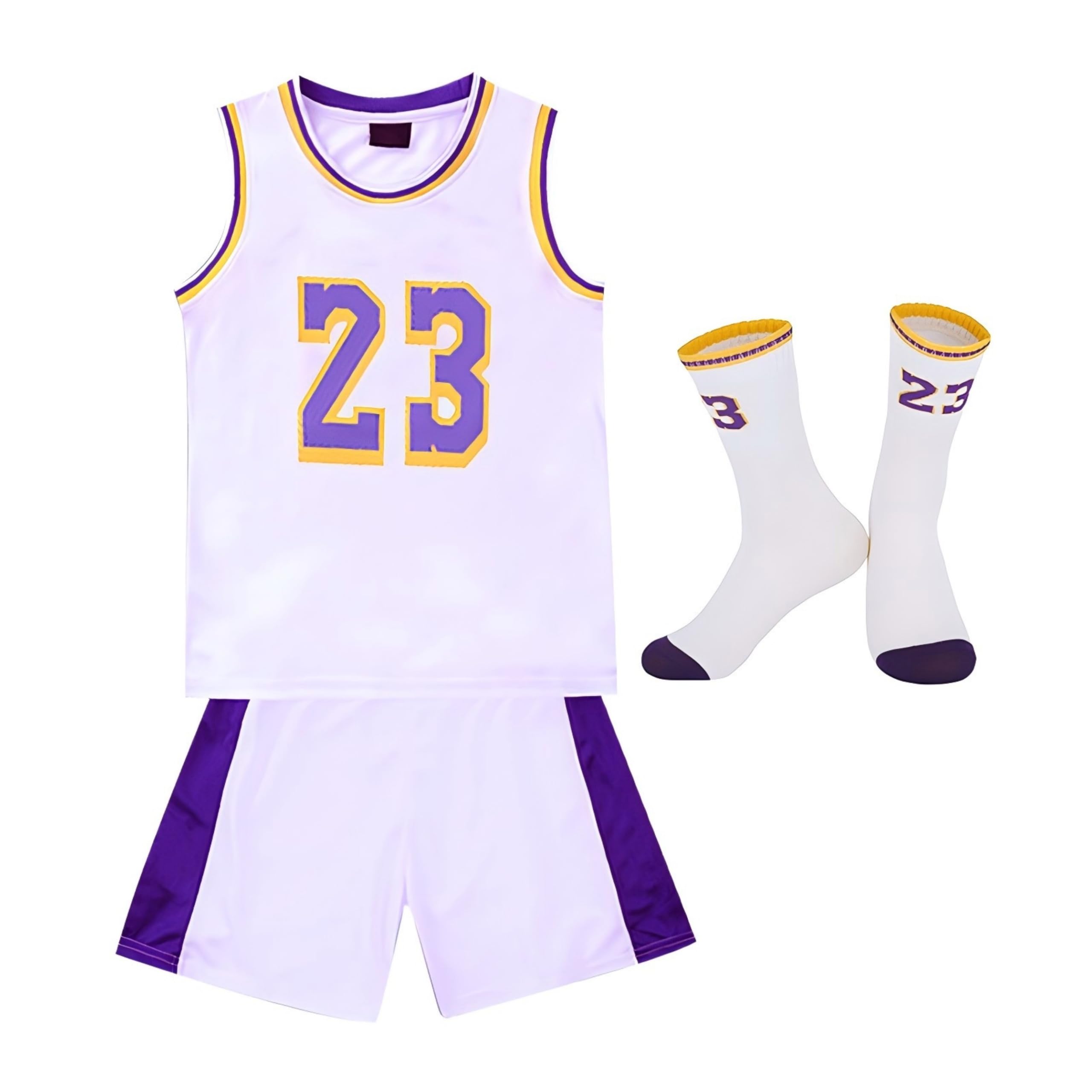 Basketball Jersey Set for Kids - 3-Piece Outfit with T-Shirt, Shorts & Socks - Youth Basketball Fan Gear for Boys & Girls - Perfect for Games, Practice & Fan Support
