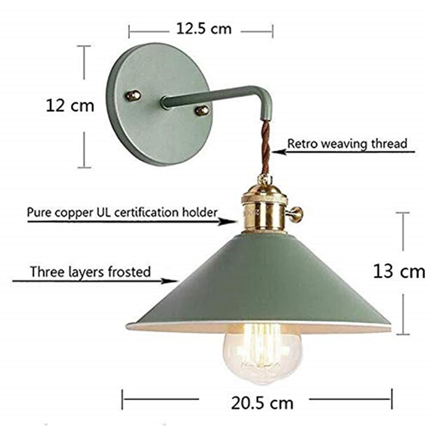 Dimmable Plug-in Wall Sconce with Motion Sensor - 5.9FT Cord, Green Macaron Lighting Fixture for Bedroom, Hallway & Living Room - Automatic On/Off - 1 Pack