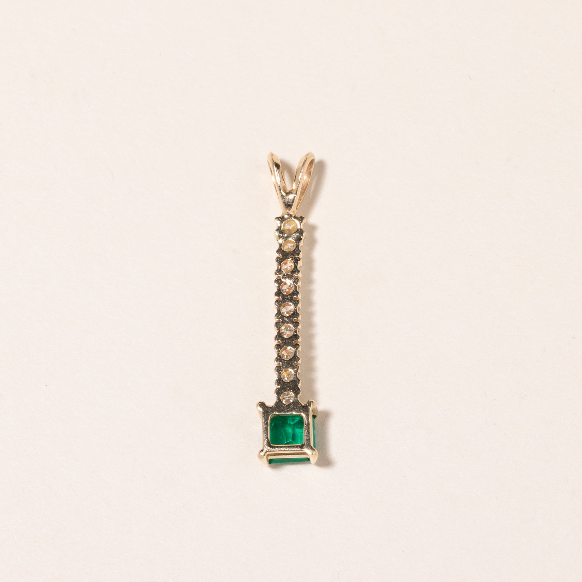 14K Yellow Gold Emerald and Diamond Pendant Necklace - 0.53ct Emerald & 0.23ctw Diamonds | Elegant Jewelry Gift for Women | Perfect for Weddings, Anniversaries & Special Occasions
