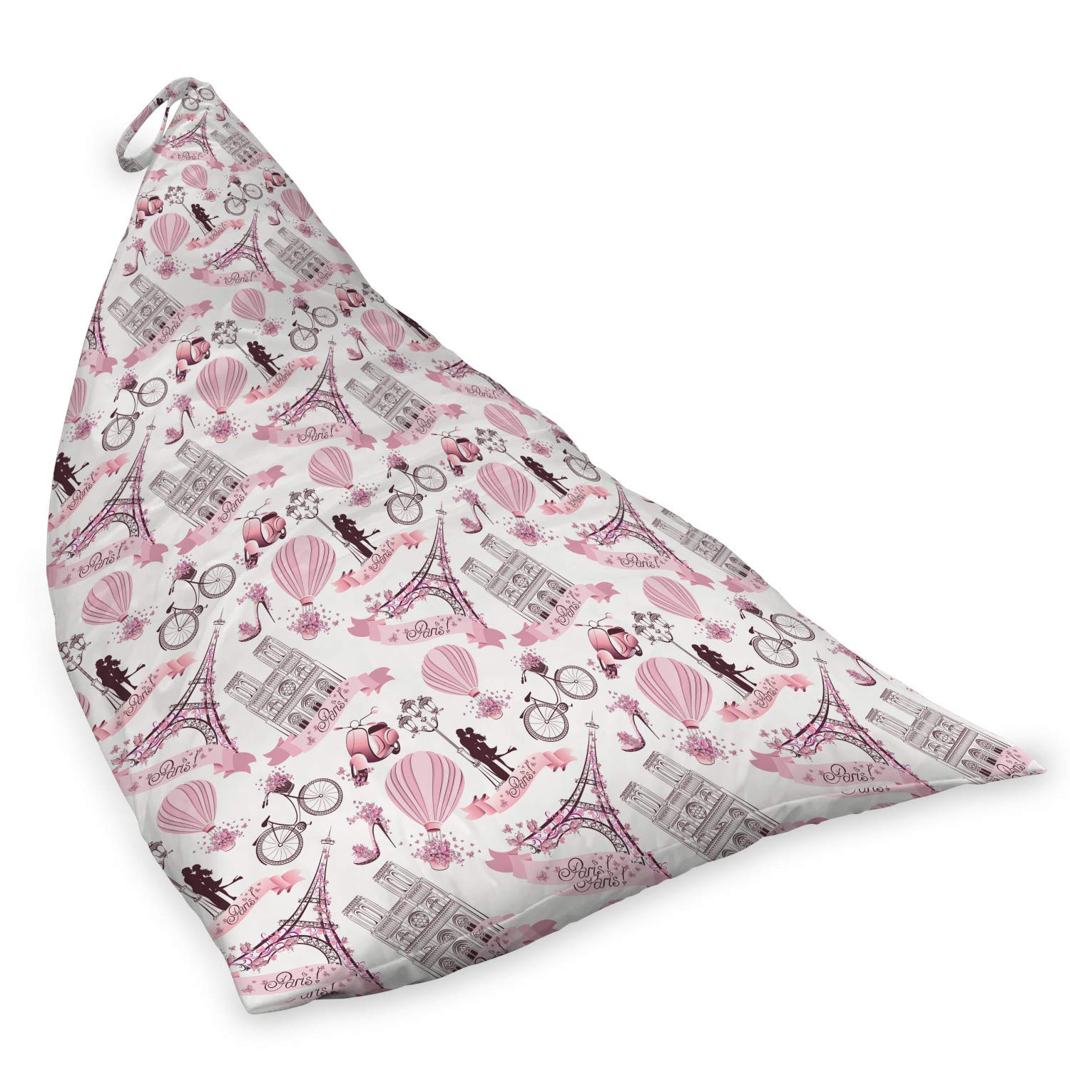 Ambesonne Eiffel Lounger Chair Bag - Parisian Love Themed Storage with Handle, High Capacity Rose Black White Design - Perfect for Travel, Picnics, Beach Days & Outdoor Events