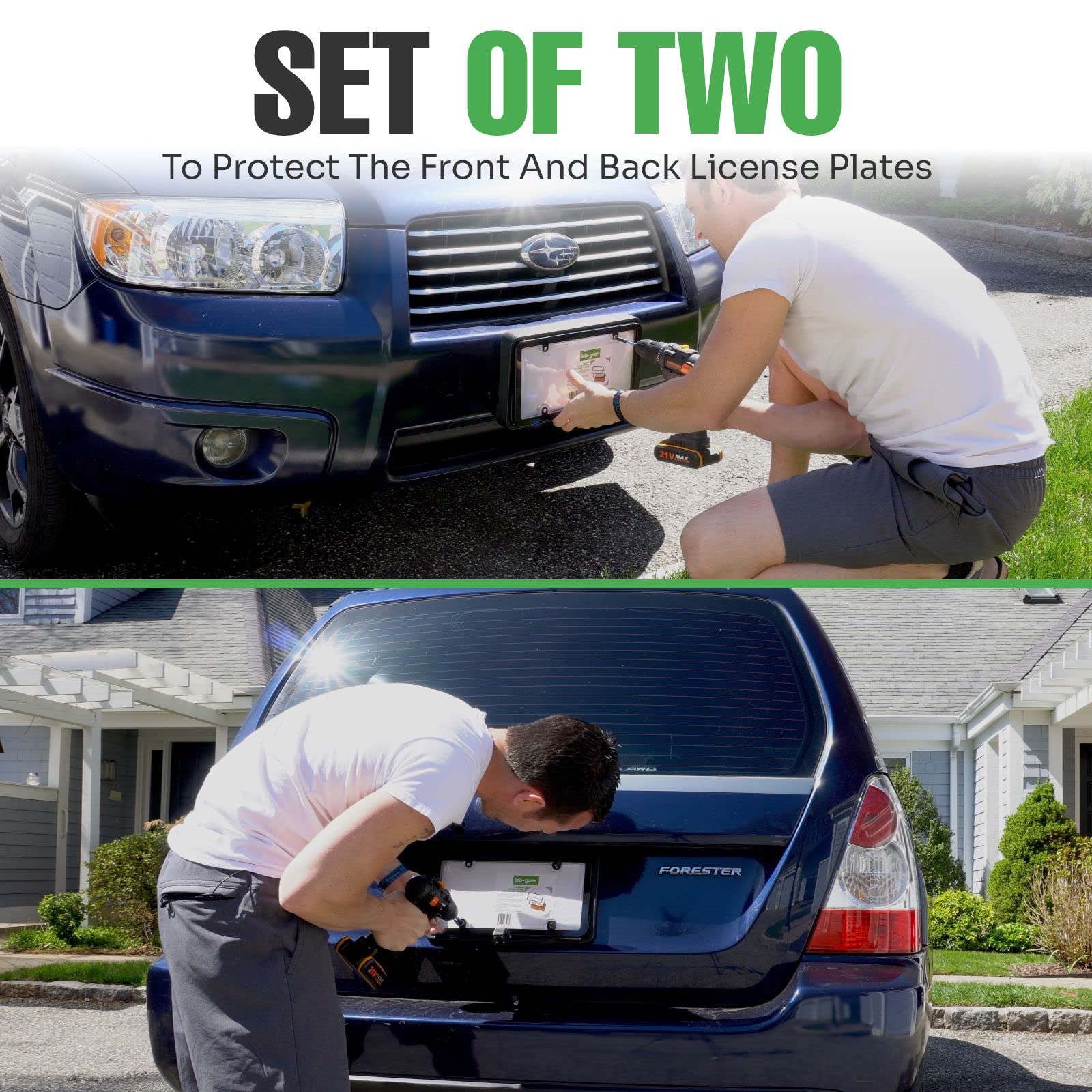 Lebogner 2-Pack Clear Bubble License Plate Covers & Frames Combo - Unbreakable Protection for Standard US Plates (Screws Included) - Perfect for Car Enthusiasts & Vehicle Protection