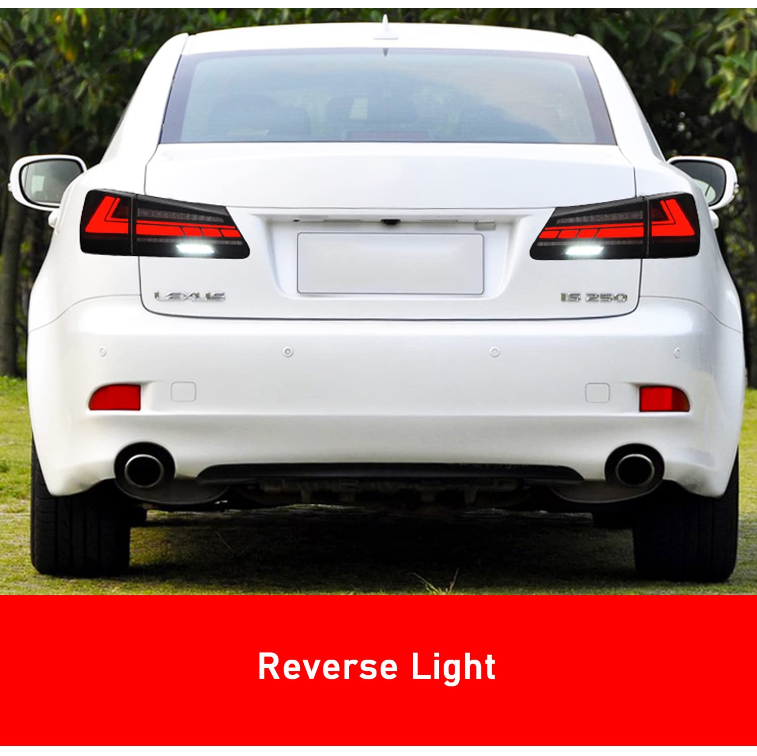 HCMOTIONZ LED Tail Lights Assembly for 2006-2013 Lexus IS250 IS350 ISF Sedan - Plug-and-Play Taillamp with Startup Animation, DRL & Reverse Lights - Direct Replacement for OEM - Perfect for Night Driving & Car Customization