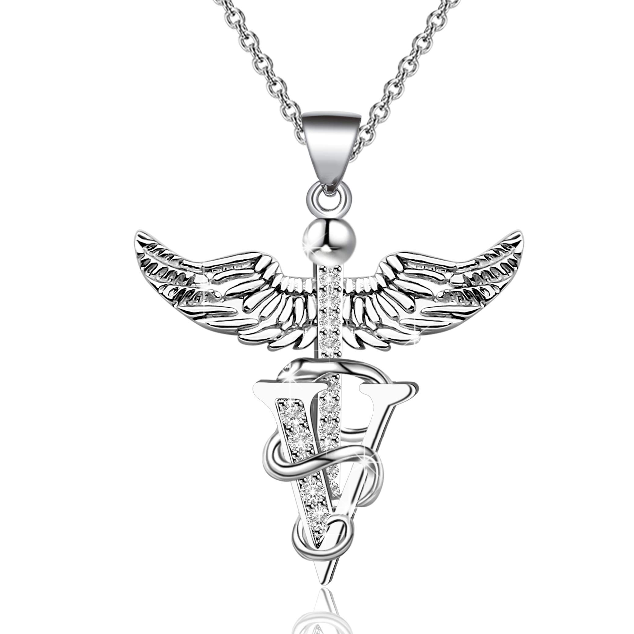 PLITI Vet Tech Jewelry - Veterinarian Graduation & Appreciation Gifts for Women, Vet School Students, Daughter or Niece - Sterling Silver Veterinary Medicine Necklace - Perfect for Clinics, White Coat Ceremonies & Daily Wear