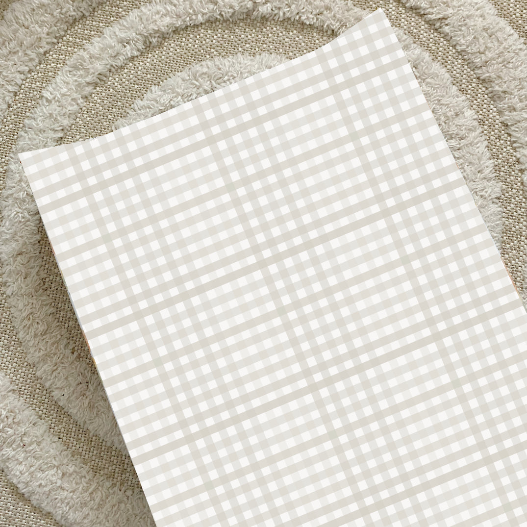 Anti Roll Wedge Changing Mat - Beige Cream Gingham Baby Diaper Pad for Safe & Secure Infant Care | Perfect for Nursery, Travel & On-the-Go Parenting