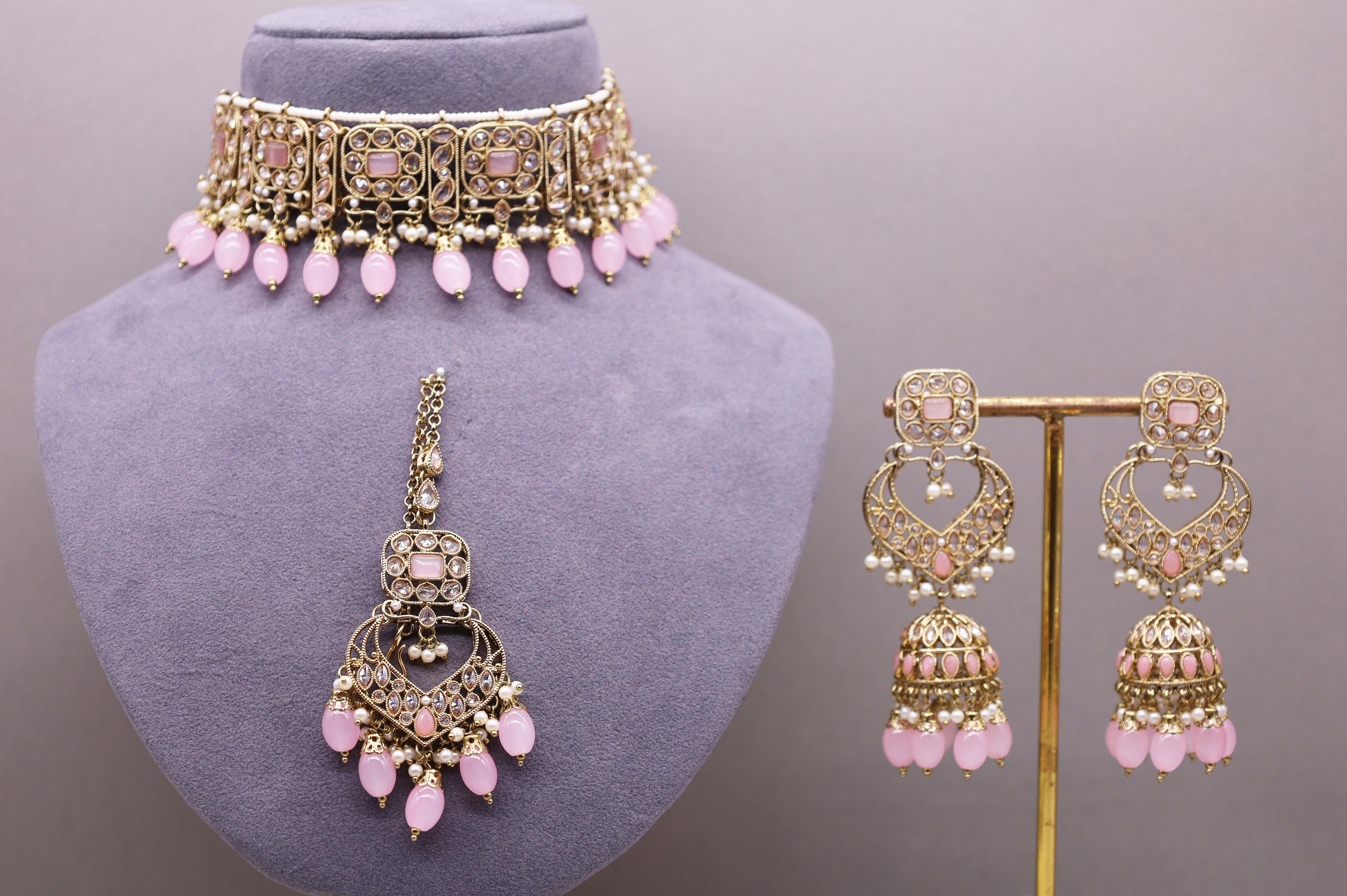 Ananya Polki Full Set Jewelry - Traditional Indian Bridal Necklace Set with Earrings for Weddings & Festive Occasions