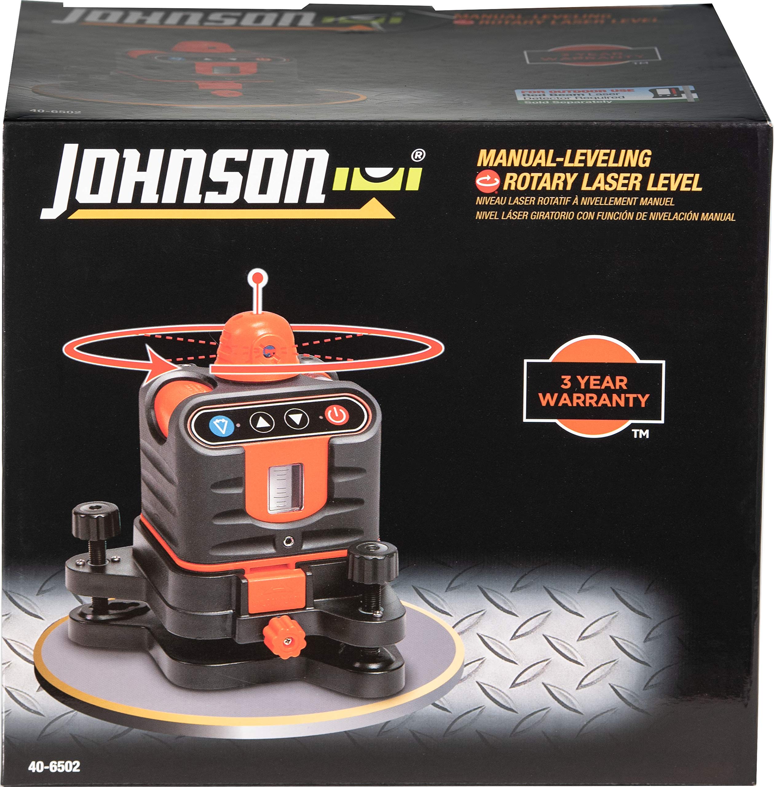 Johnson Level & Tool 40-6502 Self-Leveling Rotary Laser Level - Red Beam, 1 Laser, Large Range - Perfect for Construction, Landscaping & DIY Projects