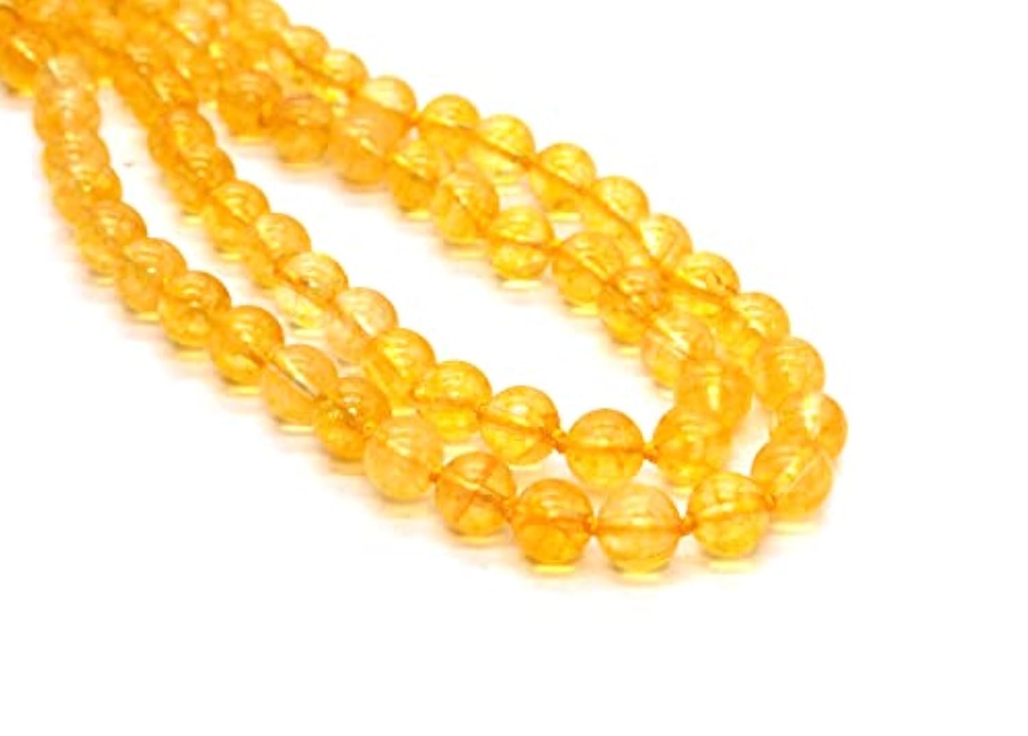 Yellow Citrine Knotted Mala Bead Necklace - 108 Meditation Prayer Beads with Tassel for Spiritual Healing, Positive Energy & Yoga Practice | Natural Gemstone Jewelry for Mindfulness & Chakra Balancing