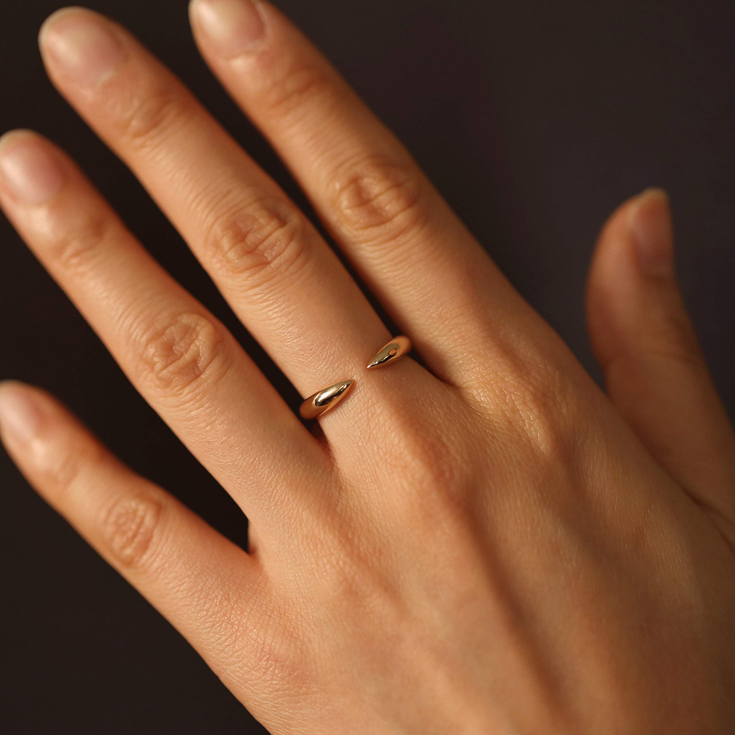 14K Gold Open Cuff Ring - Minimalist Solid Gold Stackable Ring for Women | 10K & 14K Yellow Gold Layering Jewelry | Perfect for Everyday Wear, Stacking & Special Occasions