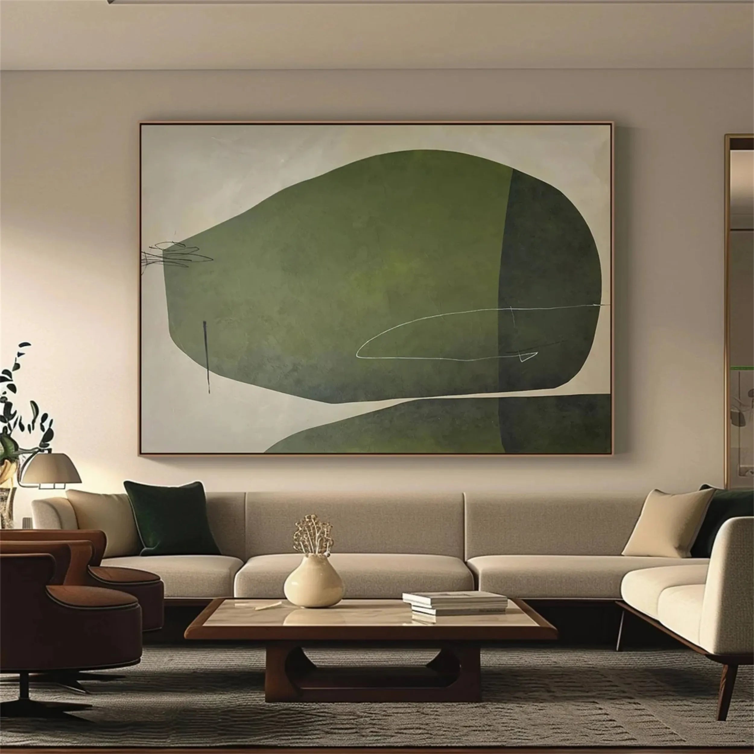 Blue & Green Abstract Wall Art Print #BG029 - Modern Canvas Painting for Living Room, Bedroom & Office Decor