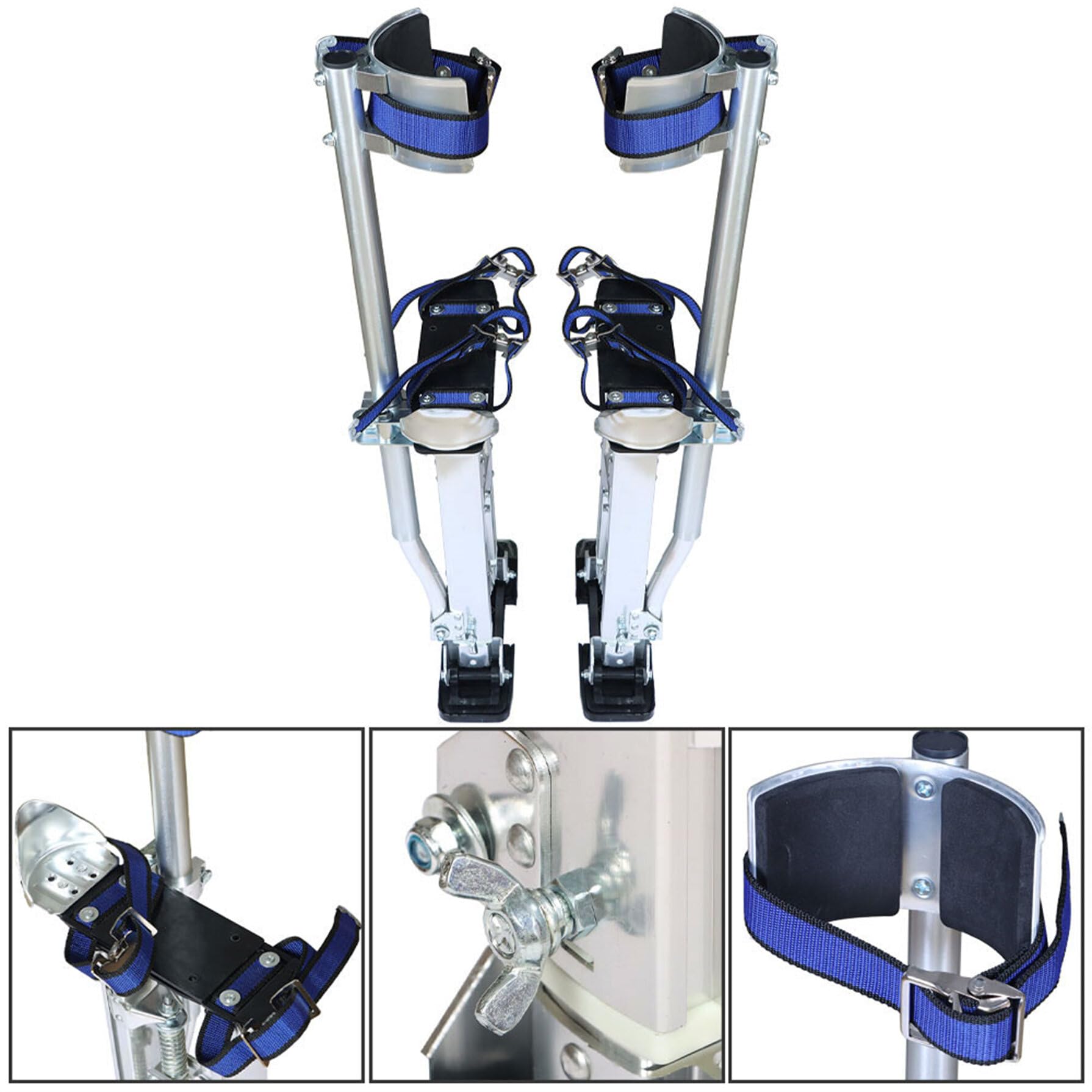 Adjustable 15-23 Inch Aluminum Drywall Stilts for Construction, Painting & High Place Cleaning - Silver (Ideal for Professionals, DIY Home Renovation & Ceiling Maintenance)