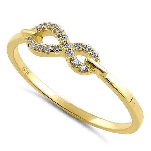 14K Solid Yellow Gold Infinity CZ Ring for Women - Trendy Cubic Zirconia Jewelry Gift for Anniversary, Birthday & Special Occasions