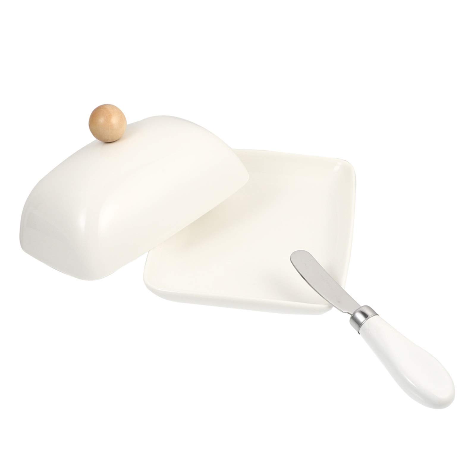 Premium Ceramic Butter Dish with Lid - Elegant Butter Keeper & Cheese Storage Container for Countertop - Perfect for Spreading, Serving Desserts & Keeping Butter Fresh (White) - Ideal for Kitchens, Bakeries & Breakfast Tables