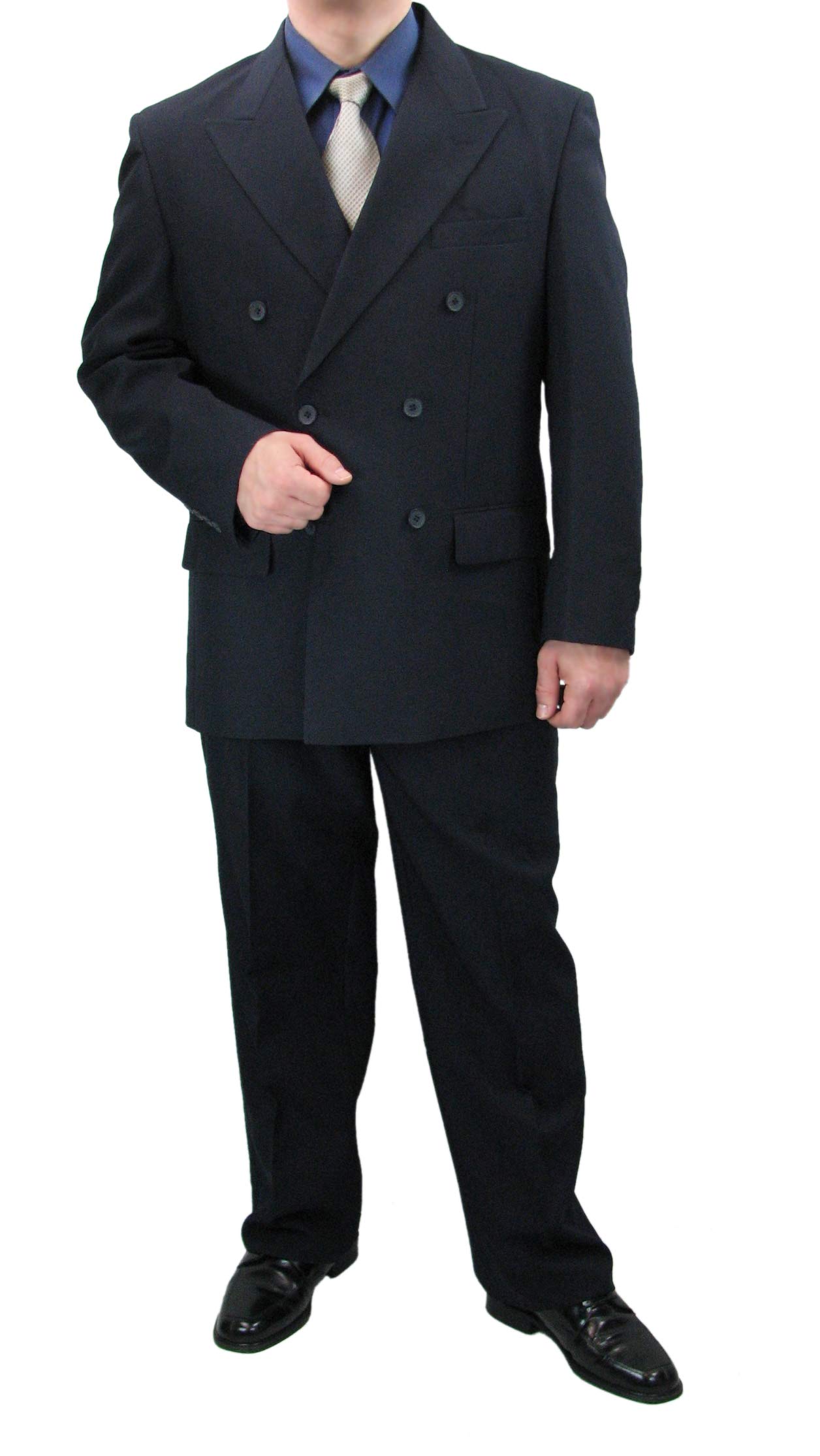 Premium Sharp Hand Tailored 2-Piece Men's Double Breasted Suit Set with Matching Socks | Formal Business Attire for Weddings, Interviews & Special Occasions