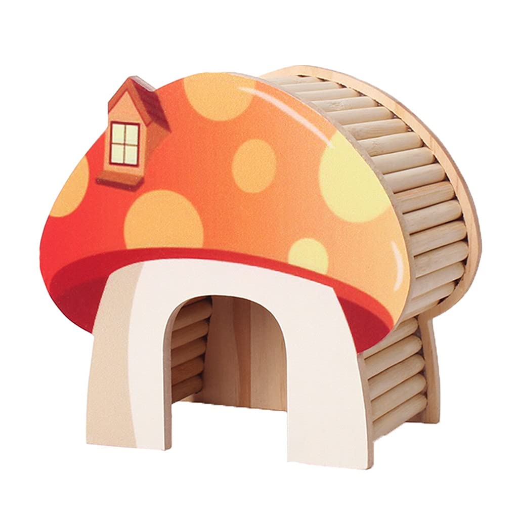 Wooden Hamster House for Small Pets - Rat Hideout with Climbing Ladder & Hammock - Fun Exercise Toy for Hamsters, Mice & Rodents (15.99x14.5cm) - Perfect for Cage Enrichment & Playtime Activities