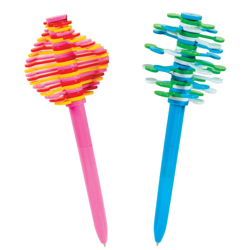 Raymond Geddes 12-Pack Spin Toy Topper Pens - Fun Fidget Spinner Pens for Stress Relief, Office, School & Classroom Supplies - Perfect for Writing, Drawing & Anxiety Relief