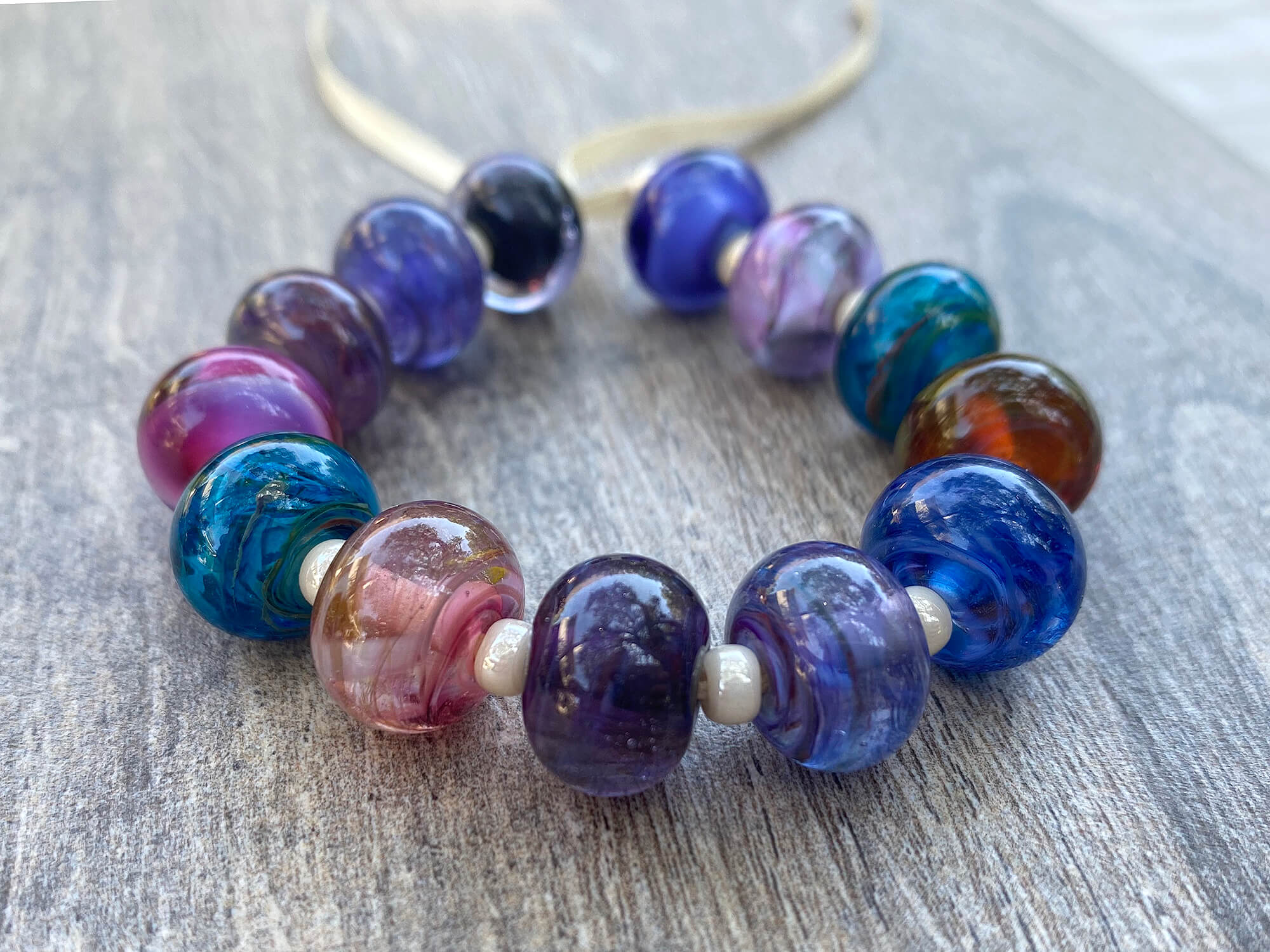 13-Piece Purple Lampwork Glass Beads Set for Jewelry Making - DIY Bracelet, Necklace & Crafting Supplies (SRA Certified) - Perfect for Handmade Gifts & Boho Accessories