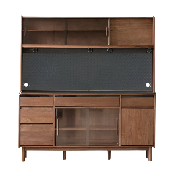 Premium Black Walnut Solid Wood Sideboard - Modern Luxury Buffet Cabinet for Dining Room, Living Room & Entryway Storage