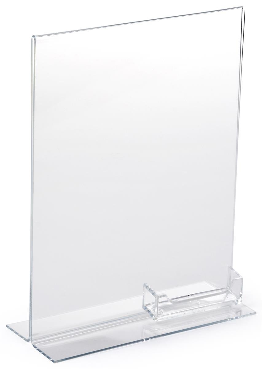 12-Pack Clear Acrylic Sign Frames 8.5x11 Inches with Business Card Holder - Double-Sided Tabletop Display for Retail Counters, Restaurants & Trade Shows | Durable Countertop Menu & Price Sign Holders