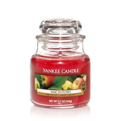 Yankee Candle Macintosh Small Jar Candle - 3.7oz Fruit Scented Candle for Home, Office & Gifts | Long-Lasting Fragrance for Relaxation & Aromatherapy