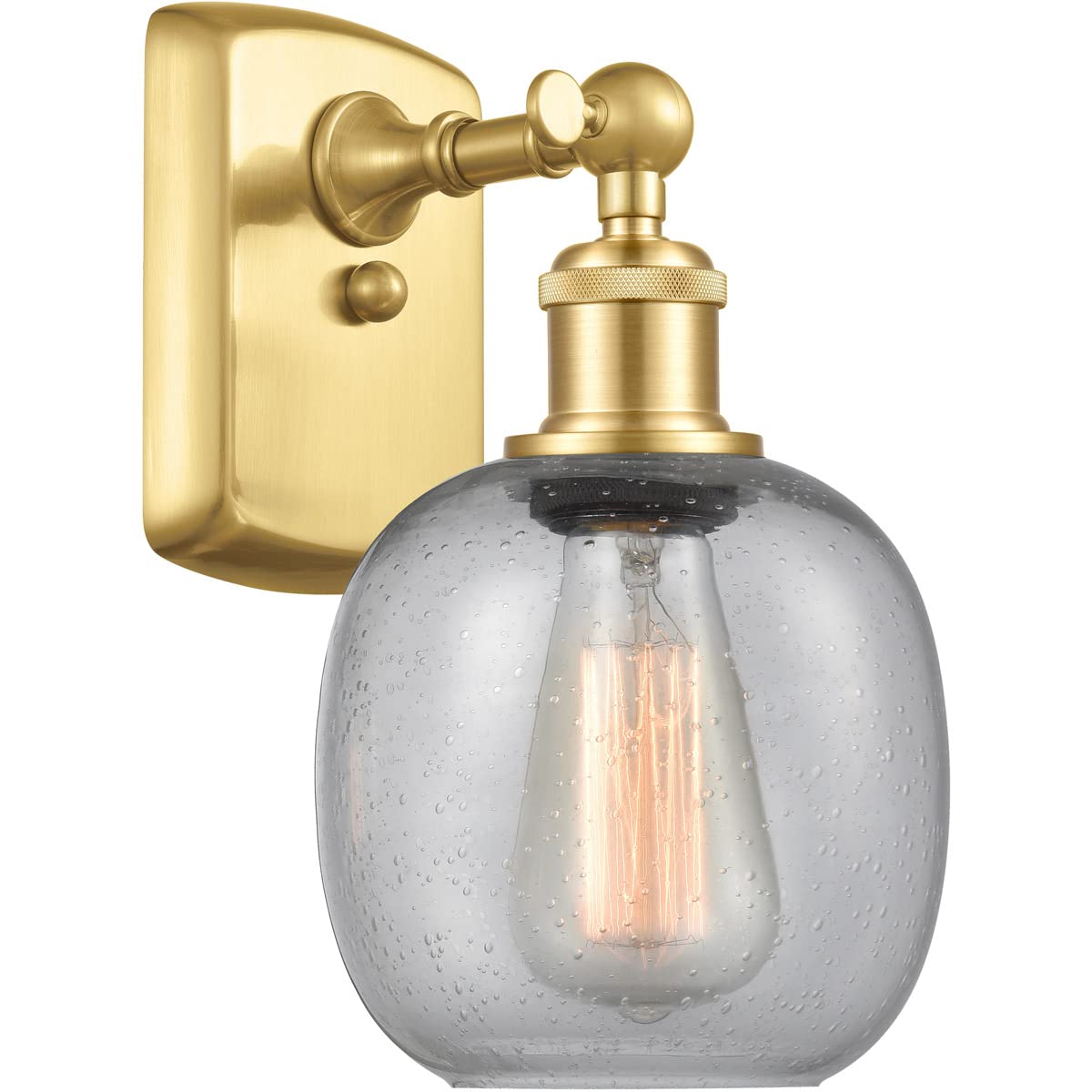 516-1W-SG-G104-LED Belfast 1 Light Wall Sconce - Vintage Style Brass Finish LED Wall Light Fixture for Bedroom, Hallway, Living Room & Entryway Lighting