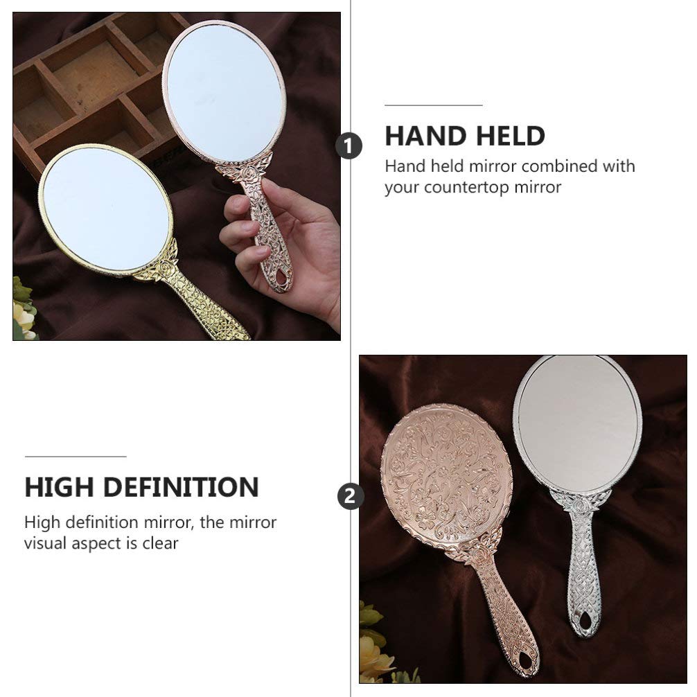 Portable Vanity Mirror with Carved Design - Handheld Travel Makeup Mirror for Women, Compact Cosmetic Mirror for Home, Car, Outdoor & Travel Use