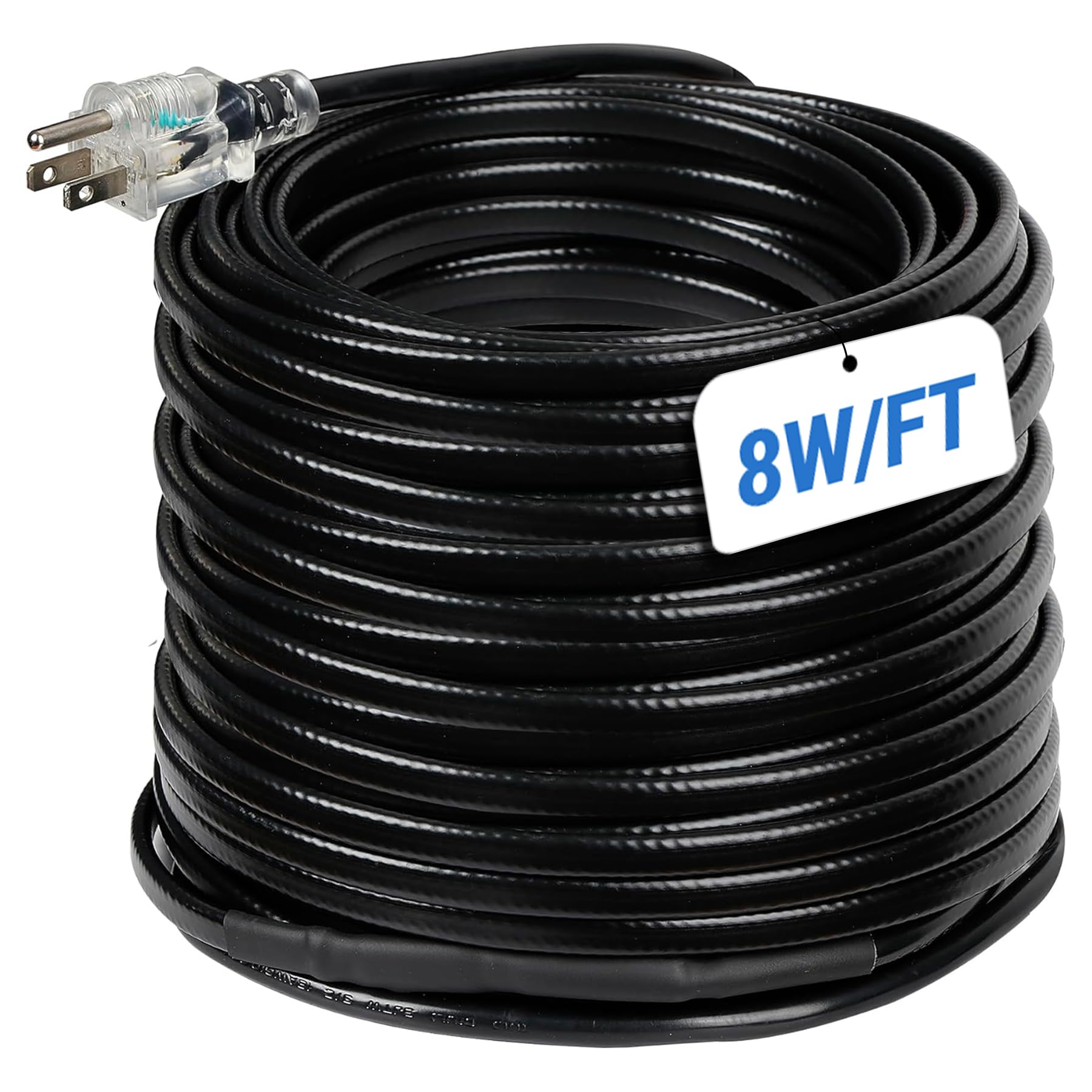 Self-Regulating Heat Tape for Roof and Gutters - 150FT, 8 Watts/ft Roof Heating Cable with 60PCS Clips & Spacers, LED Plug - Prevent Ice Dams & Pipe Freeze - Ideal for Winter Roof Protection, Gutter Heating, and Snow Melting