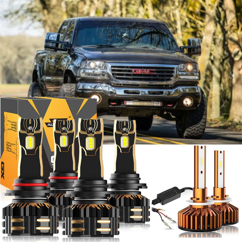 2000-2002 GMC Sierra 2500 9005 9006 LED Headlight Bulbs Kit - High Brightness Conversion Bundle for Night Driving & Off-Road Use