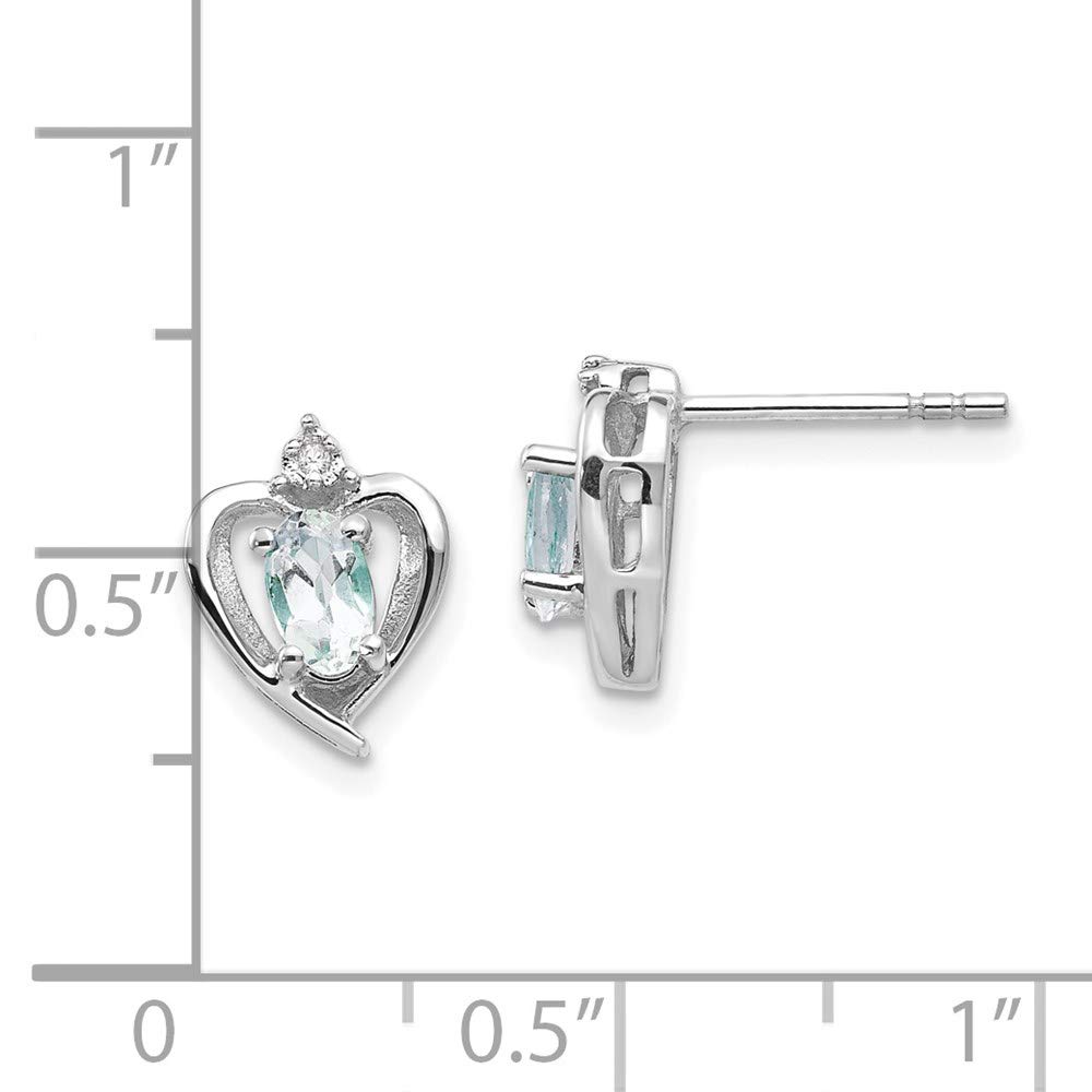 14K White Gold Aquamarine and Diamond Stud Earrings for Women - Elegant Fine Jewelry Gift for Her - Perfect for Weddings, Anniversaries & Special Occasions