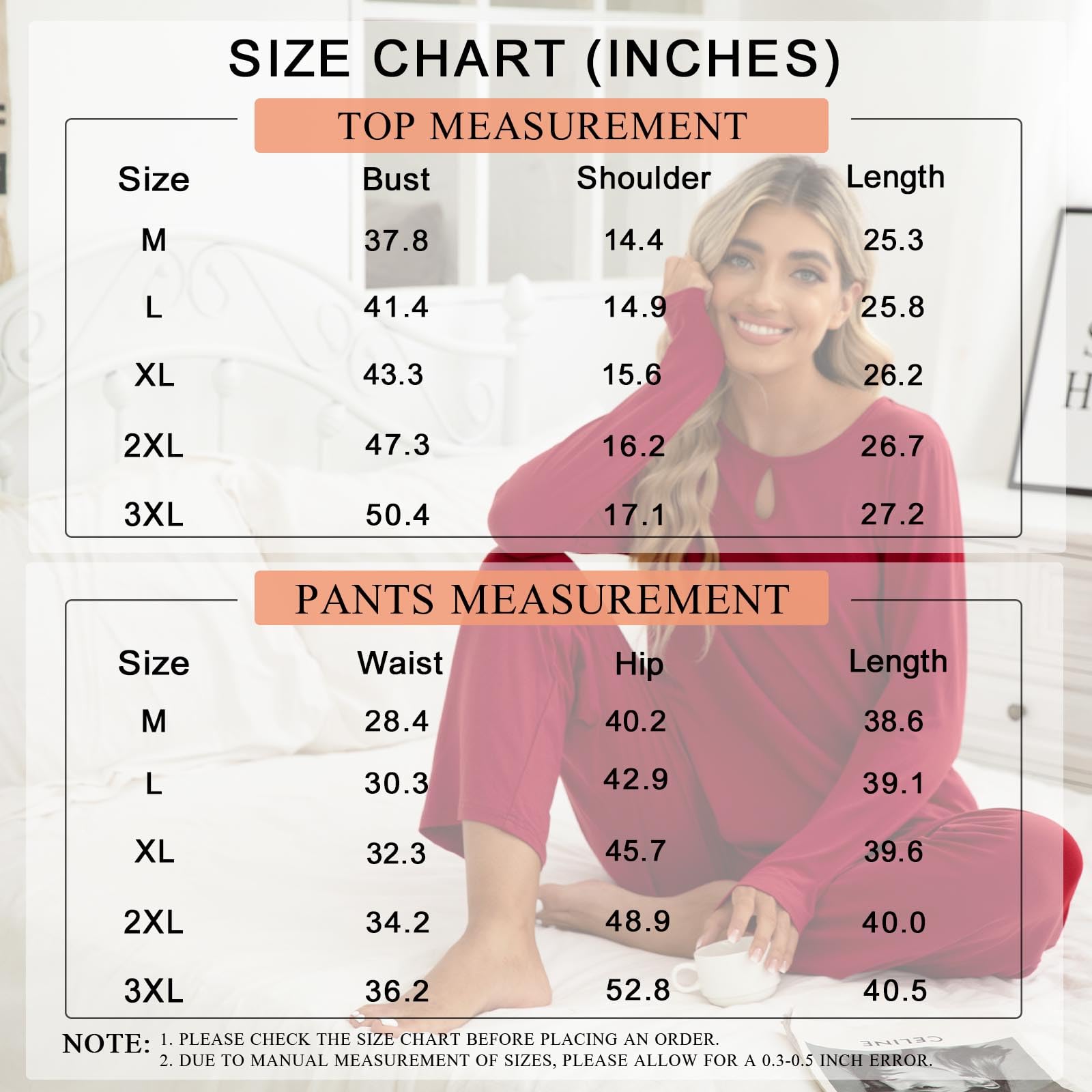 Aodemo Women's 2 Piece Pajama Set - Long Sleeve Keyhole Sleepwear with Pockets, Soft Lounge Pjs for Fall & Winter - Perfect for Cozy Nights, Sleepovers & Relaxing at Home