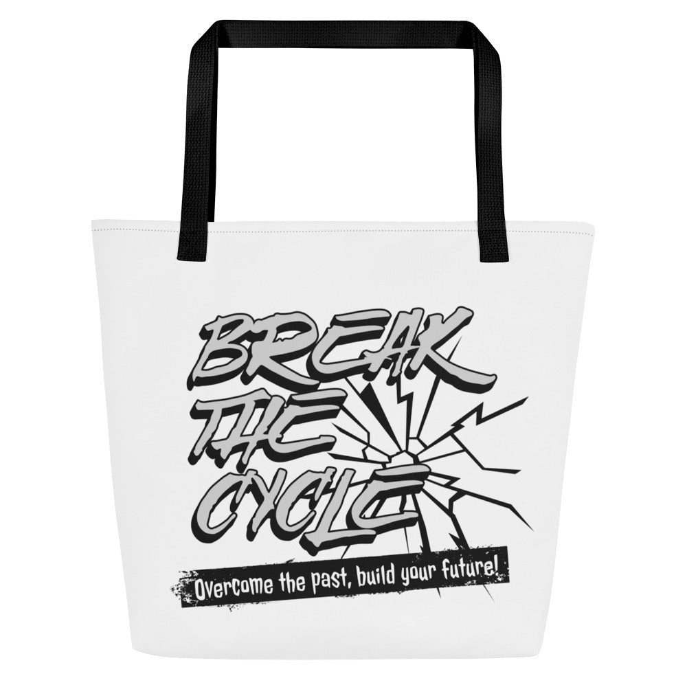 Break the Cycle Large Tote Bag - Stylish Reusable Shopping Bag for Women & Men - Perfect for Groceries, Beach, Work & Travel