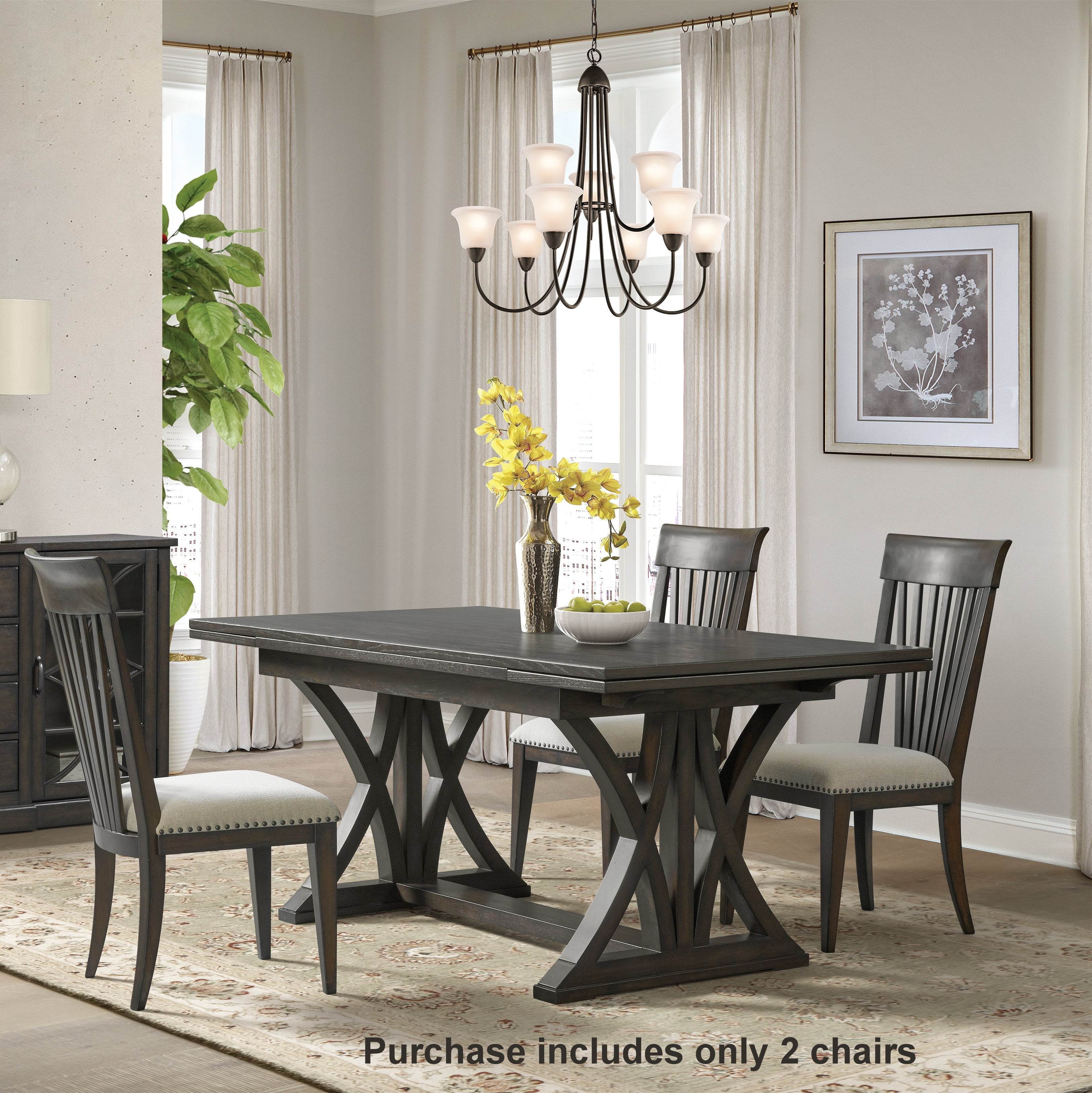 Roundhill Furniture Grant Nailhead Trim Upholstered Dining Chairs - Beige Set of 2 - Elegant Modern Dining Room Chairs for Kitchen, Restaurant & Home Decor