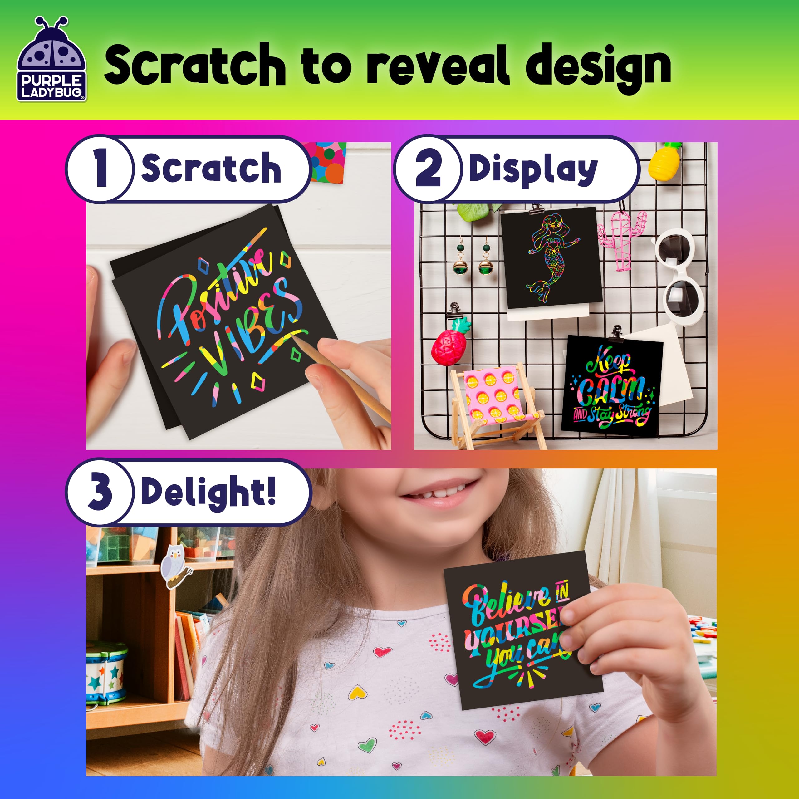 150 Rainbow Scratch Art Mini Notes - Easter Basket Stuffers for Kids, Creative DIY Arts & Crafts Supplies, Fun Colorful Scratch Paper for Easter Gifts, Birthday Party Favors & Classroom Activities