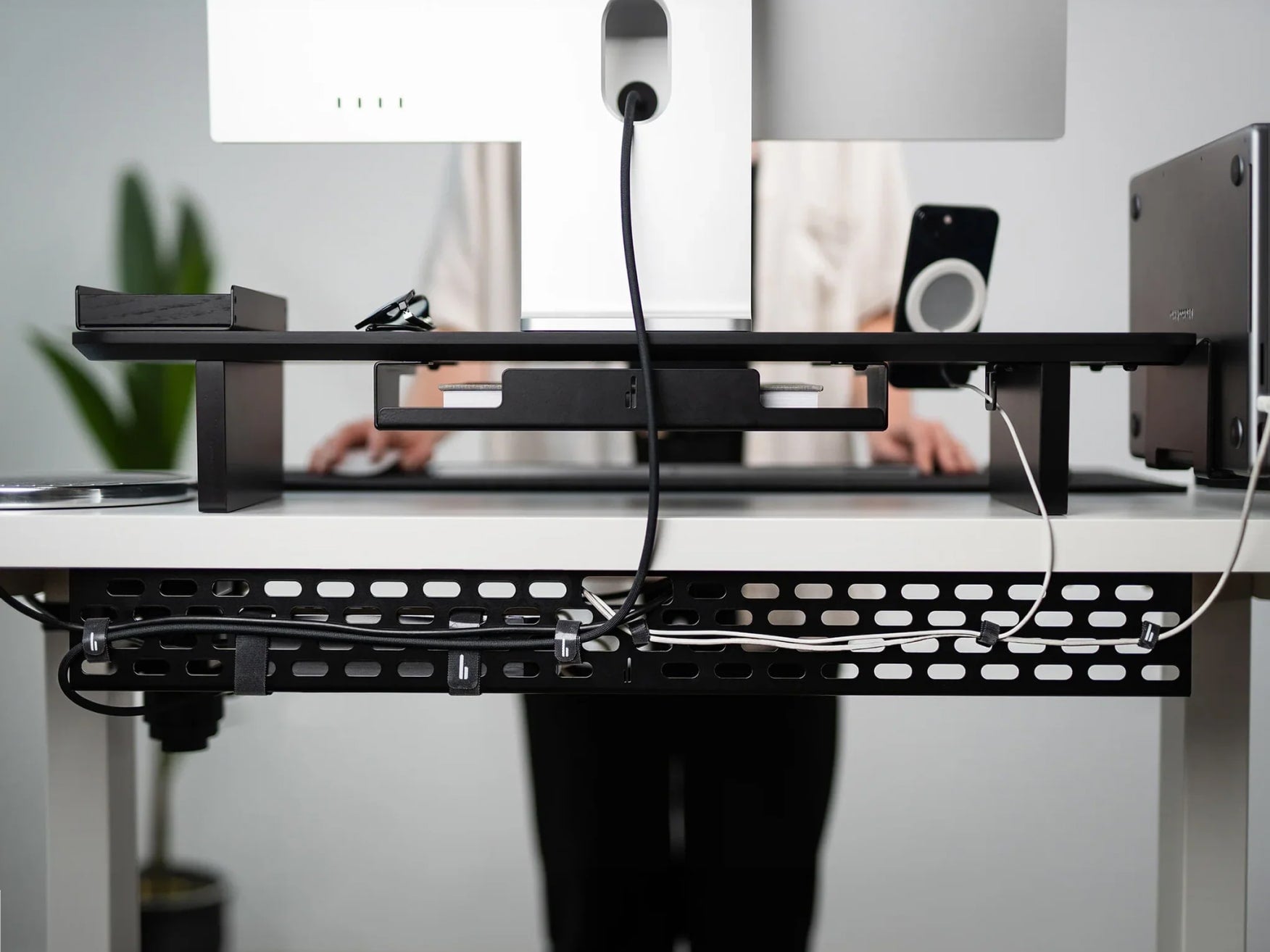 Cable Management System Organizer - Cord Holder for Desk, Home & Office - Neat Wire Organizer for Computer, TV & Electronics - Perfect for Cable Clutter Control