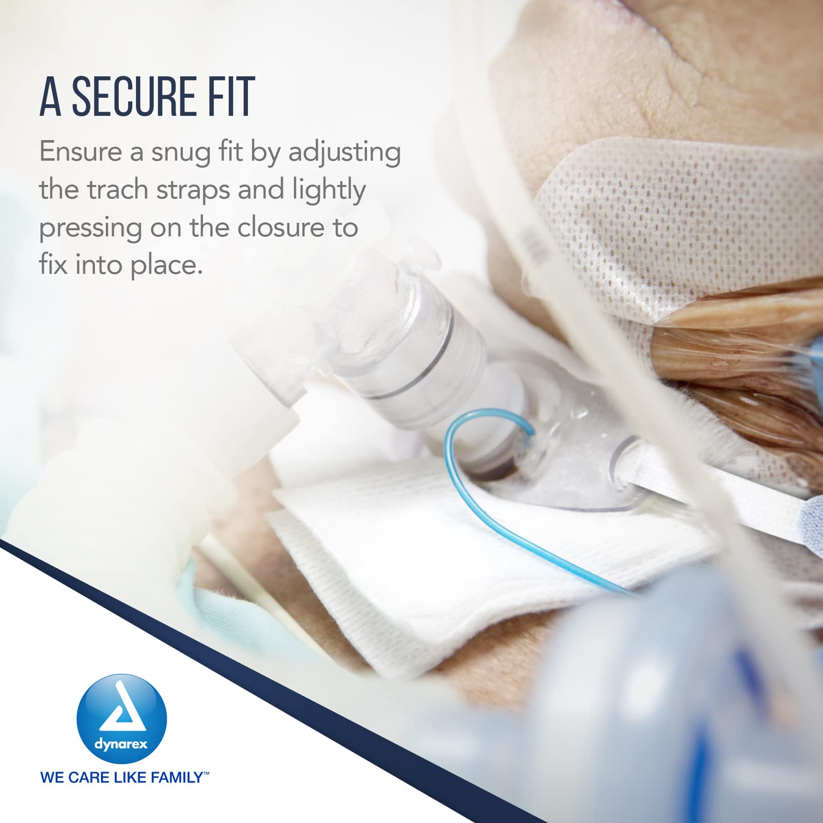 Dynarex Adjustable Breathable Foam Tracheostomy Tube Holder with Soft Outer Ties & Hook-and-Loop Closure - Large Size (1 Piece) - Ideal for Post-Surgical Care & Long-Term Tracheostomy Support - Case of 120