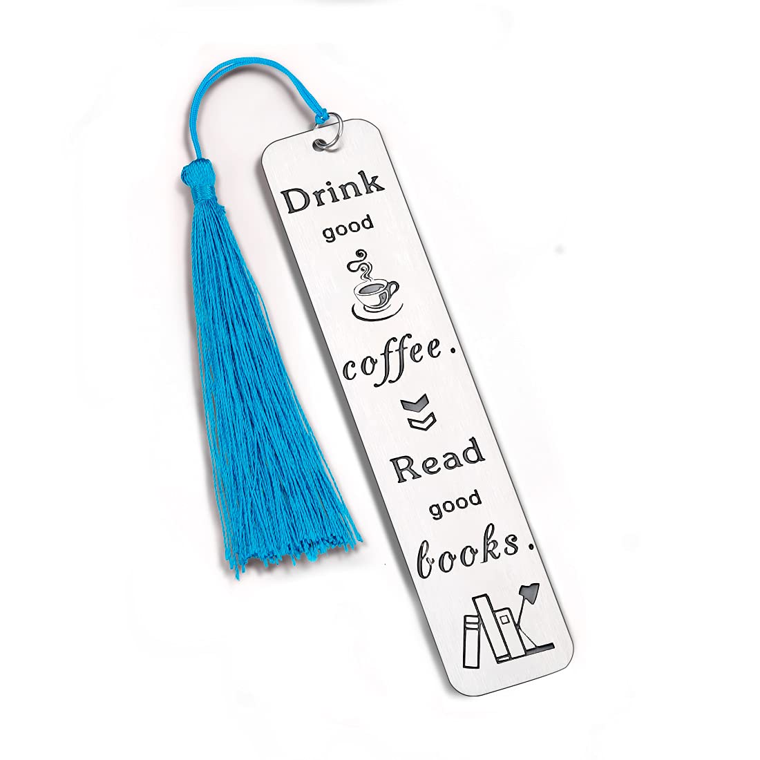 Elegant Coffee & Books Bookmark with Tassels - Perfect Gift for Book Lovers - Christmas, Birthday, Valentine's Day Present for Women, Men, Her, Him, Teachers & Coworkers - Great for Reading, Studying & Relaxation - Ideal Stocking Stuffer & Thoughtful Gift