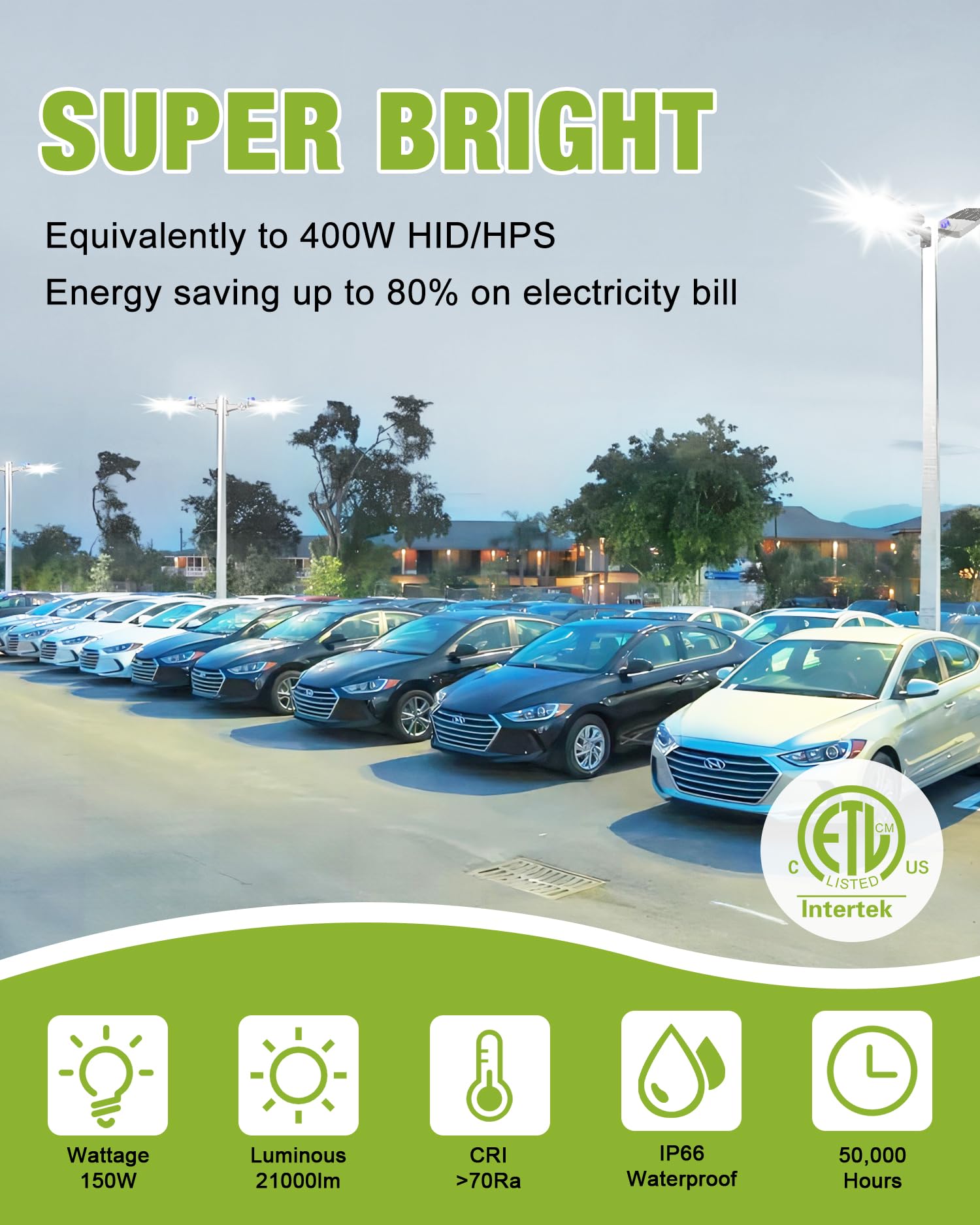 YXL LED Shoebox Light 21000LM 5000K Daylight - IP65 Waterproof Outdoor Area Light with Dusk to Dawn Photocell - Perfect for Parking Lots, Sports Stadiums, Warehouses & Building Exteriors