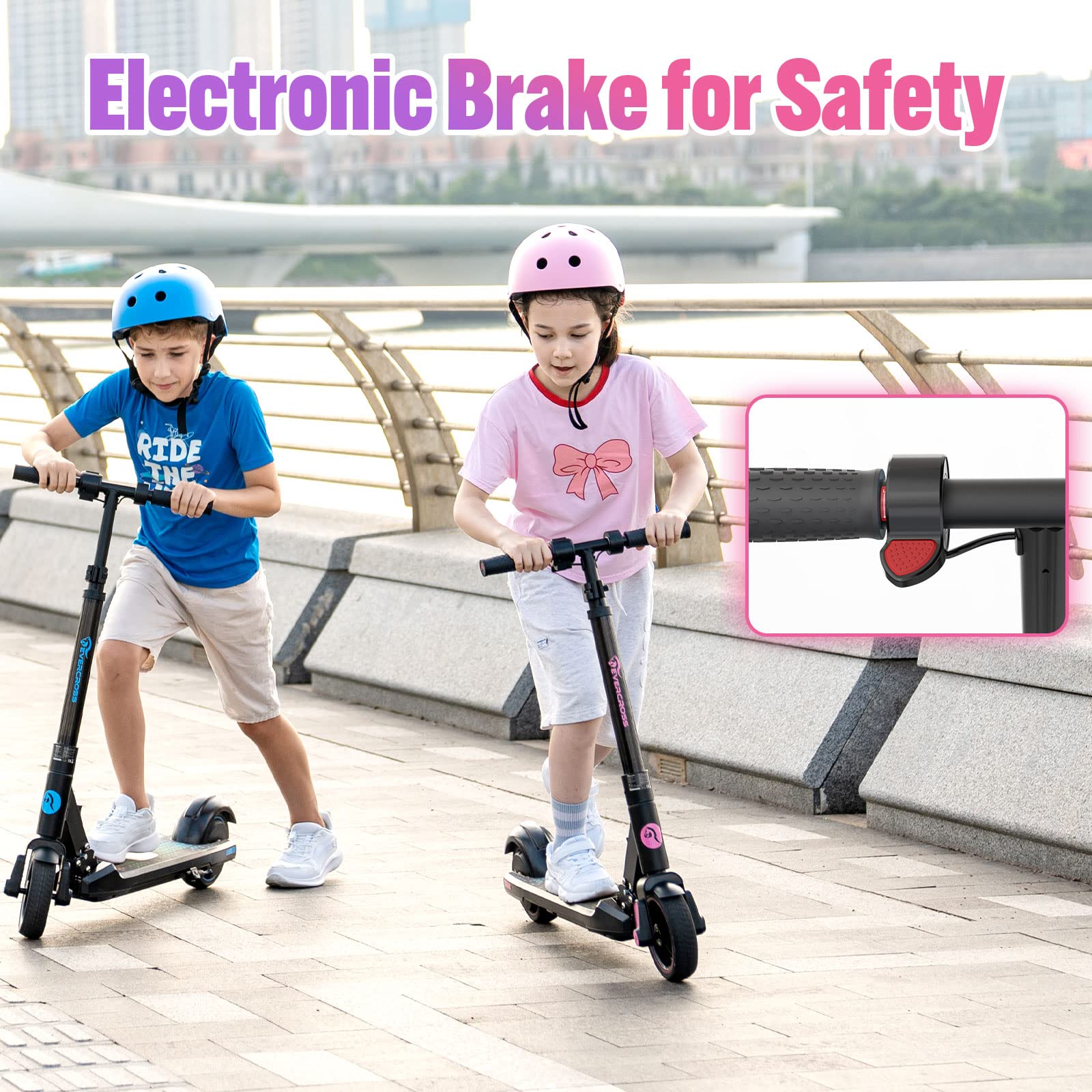 EVERCROSS EV06C Foldable Electric Scooter for Kids Ages 6-12 - 9.3 MPH Max Speed, 5 Mile Range, LED Display & Colorful Lights - Lightweight Commuter Scooter for School, Park & Neighborhood Rides