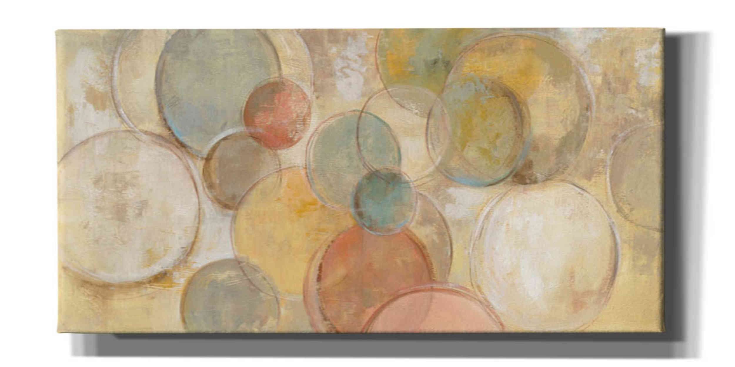 Silvia Vassileva Fresco Bubbles Abstract Canvas Wall Art - 40x20 Inches Modern Painting for Living Room, Bedroom & Office Decor