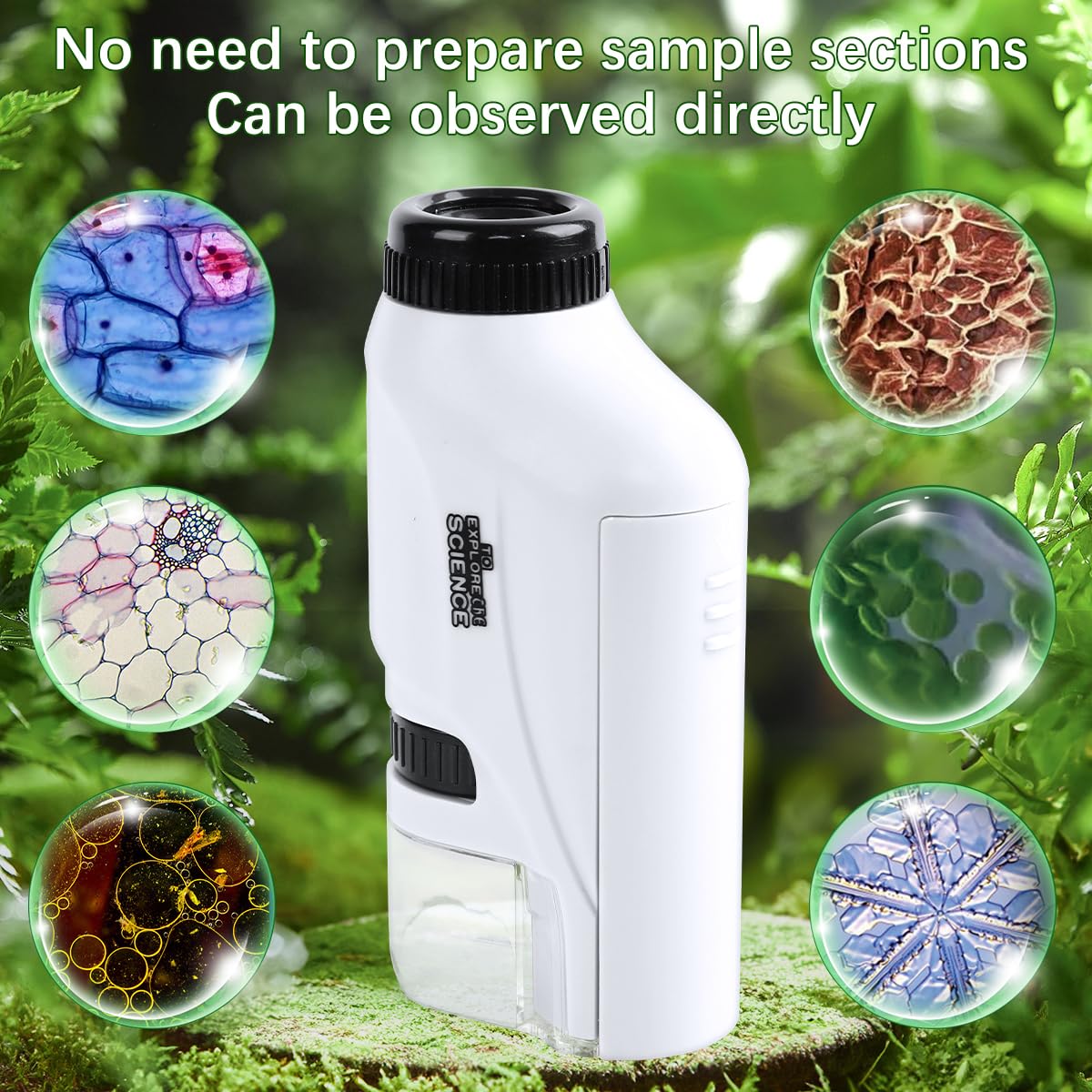 **Little Marvin Microscope for Kids - Portable Handheld Mini Microscope with LED Light, 60x Magnification - Perfect for Science Exploration, Classroom Learning & Outdoor Discovery (White Set)**