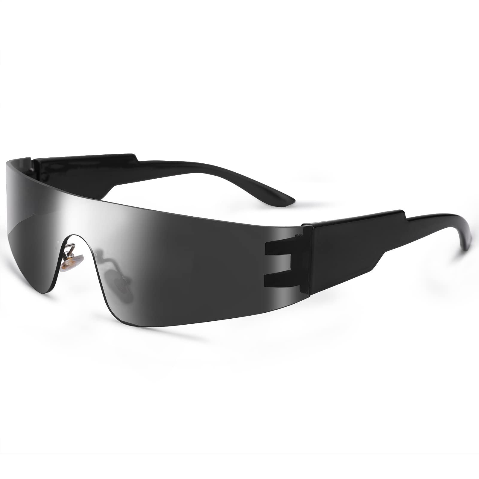 Futuristic Cyberpunk Wrap Around Sunglasses for Women & Men - Rimless Sport Shades with UV Protection - Perfect for Running, Cycling, and Fashion Streetwear