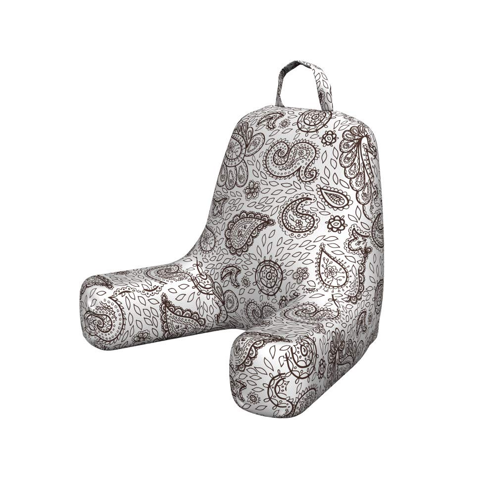 Ambesonne Brown Paisley Reading Pillow Cover - Soft Floral Tribal Print Bed Rest Case for Adults & Kids - Decorative Unstuffed Pillow Sham in Brown & White - Perfect for Reading, Watching TV, or Relaxing in Bed